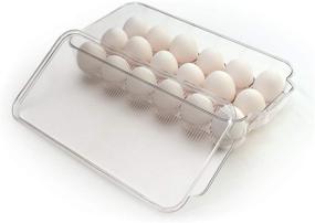 img 4 attached to 🥚 Plastic Egg Holder with Lid & Handles - BPA Free Fridge Organizer, Clear Refrigerator Storage Container, 18 Egg Tray