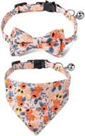 🐱 yengon breakaway cat collar: stylish cat bowtie bandana with cute flower pattern for safety & fashion logo