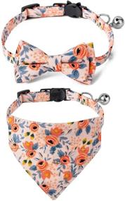 img 4 attached to 🐱 YENGON Breakaway Cat Collar: Stylish Cat Bowtie Bandana with Cute Flower Pattern for Safety & Fashion