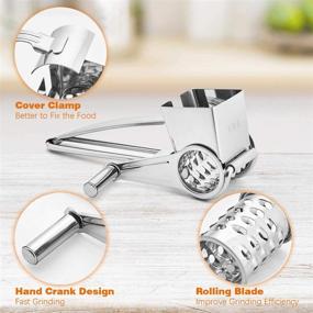 img 2 attached to Efficient LHS Rotary Cheese Grater: Stainless Steel Shredder with 3 Sharp Drums, Easy-to-Clean Manual Grater for Vegetables, Parmesan, Chocolate and More