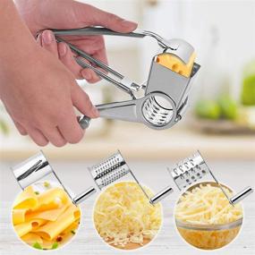 img 3 attached to Efficient LHS Rotary Cheese Grater: Stainless Steel Shredder with 3 Sharp Drums, Easy-to-Clean Manual Grater for Vegetables, Parmesan, Chocolate and More