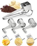 efficient lhs rotary cheese grater: stainless steel shredder with 3 sharp drums, easy-to-clean manual grater for vegetables, parmesan, chocolate and more logo