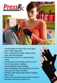 img 3 attached to 🧤 PressRx Compression Arthritis Gloves - Comfortable Pain Relief for Rheumatoid, Carpal Tunnel & More (1 Pair) - Large Size, Fingerless Design