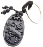 🐂 foy-mall ox chinese zodiac ebony wood carved bag key chain | unisex gift m1101 logo