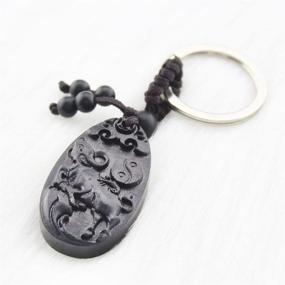 img 3 attached to 🐂 FOY-MALL Ox Chinese Zodiac Ebony Wood Carved Bag Key Chain | Unisex Gift M1101