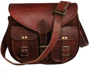 img 3 attached to 👜 Brown Medium Size Women's 14 Inch Leather Crossbody Satchel Ladies Purse