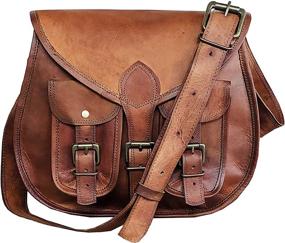 img 4 attached to 👜 Brown Medium Size Women's 14 Inch Leather Crossbody Satchel Ladies Purse