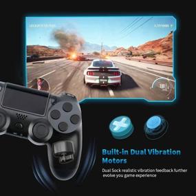 img 1 attached to 🎮 Wireless Controller for PS4 / PS4 Slim/Pro Console, Enhanced Vibration, 6-Axis Gyro Sensor, Speaker, Built-in Audio Jack with Charging Cable (Black)