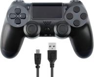 🎮 wireless controller for ps4 / ps4 slim/pro console, enhanced vibration, 6-axis gyro sensor, speaker, built-in audio jack with charging cable (black) логотип