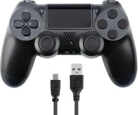 img 4 attached to 🎮 Wireless Controller for PS4 / PS4 Slim/Pro Console, Enhanced Vibration, 6-Axis Gyro Sensor, Speaker, Built-in Audio Jack with Charging Cable (Black)