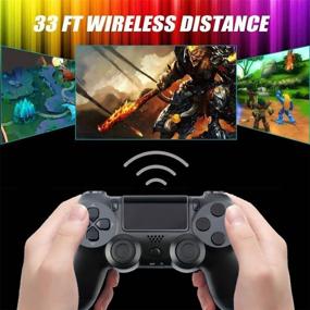 img 2 attached to 🎮 Wireless Controller for PS4 / PS4 Slim/Pro Console, Enhanced Vibration, 6-Axis Gyro Sensor, Speaker, Built-in Audio Jack with Charging Cable (Black)