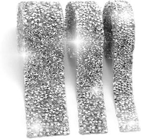 img 4 attached to 3 Yard Crystal Rhinestone Ribbon with Diamond Sparkling Bling, Perfect for 💎 Wedding Cakes, Birthday Crafts, and Decorations - 3 Rolls in 3 Sizes (Clear)