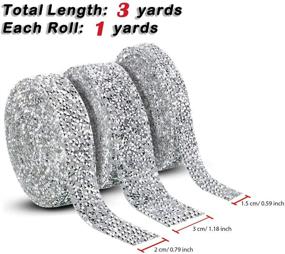 img 3 attached to 3 Yard Crystal Rhinestone Ribbon with Diamond Sparkling Bling, Perfect for 💎 Wedding Cakes, Birthday Crafts, and Decorations - 3 Rolls in 3 Sizes (Clear)