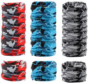 img 1 attached to 🧣 UV Protection Cooling Neck Gaiter Face Mask - Windproof Scarf Sunscreen Breathable Bandana Balaclava, Set of 6