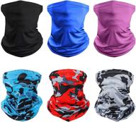 🧣 uv protection cooling neck gaiter face mask - windproof scarf sunscreen breathable bandana balaclava, set of 6 logo