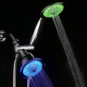 img 2 attached to Luminex PowerSpa LED Shower Head Combo - 7-Color 24-Setting with Air Jet LED Turbo Pressure-Boost Nozzle Technology. Vibrant LED colors change automatically every few seconds.