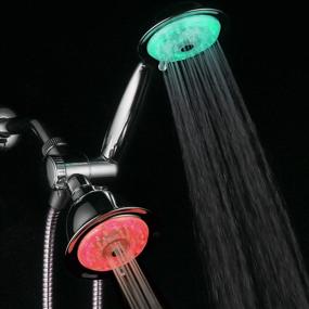 img 1 attached to Luminex PowerSpa LED Shower Head Combo - 7-Color 24-Setting with Air Jet LED Turbo Pressure-Boost Nozzle Technology. Vibrant LED colors change automatically every few seconds.