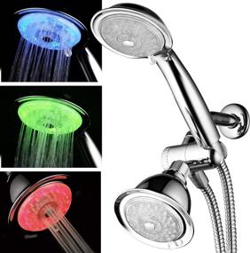 img 4 attached to Luminex PowerSpa LED Shower Head Combo - 7-Color 24-Setting with Air Jet LED Turbo Pressure-Boost Nozzle Technology. Vibrant LED colors change automatically every few seconds.