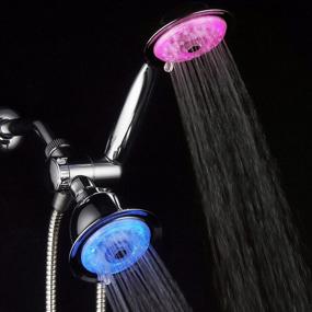 img 3 attached to Luminex PowerSpa LED Shower Head Combo - 7-Color 24-Setting with Air Jet LED Turbo Pressure-Boost Nozzle Technology. Vibrant LED colors change automatically every few seconds.