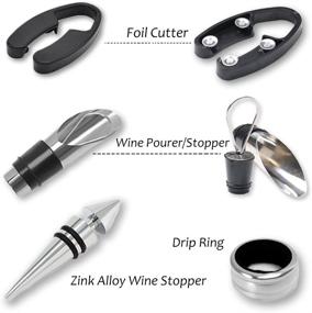 img 2 attached to Kato Wine Accessories Gift Set: Novelty Bottle-Shaped Case, Corkscrew Opener, Foil Cutter, Drip Ring, Wine Pourer and Stopper - Valentine's Black Gift