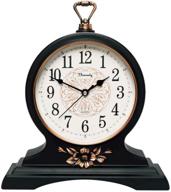 ⏰ retro mantel clock: silent 12-inch timepiece for living room/kitchen decoration - black logo