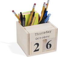 📚 bgt dexo desk organizer: efficient pen holder & desk calendar with unfinished wood design, natural and diy-friendly логотип