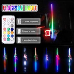 img 3 attached to 🔦 Beatto 2PCS 3FT (0.9M) Smoked Black RF Remote Control RGB LED Whips Light With Dancing/Chasing Light LED Antenna Light For Off-Road Vehicle ATV UTV RZR Jeep Trucks Dunes