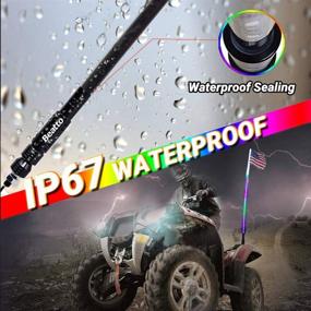 img 1 attached to 🔦 Beatto 2PCS 3FT (0.9M) Smoked Black RF Remote Control RGB LED Whips Light With Dancing/Chasing Light LED Antenna Light For Off-Road Vehicle ATV UTV RZR Jeep Trucks Dunes