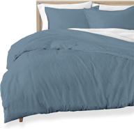 🛏️ bare home sandwashed queen size duvet cover - premium 1800 collection set - cooling & ultra-soft duvet covers - queen, sandwashed blue sea logo