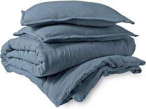 img 3 attached to 🛏️ Bare Home Sandwashed Queen Size Duvet Cover - Premium 1800 Collection Set - Cooling & Ultra-Soft Duvet Covers - Queen, Sandwashed Blue Sea