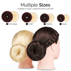 img 3 attached to 🎀 FANDAMEI 8pcs Hair Donut Bun Maker Set with Dark Brown & Beige Donut Bun Makers, Elastic Bands, and Hair Pins