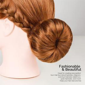 img 1 attached to 🎀 FANDAMEI 8pcs Hair Donut Bun Maker Set with Dark Brown & Beige Donut Bun Makers, Elastic Bands, and Hair Pins