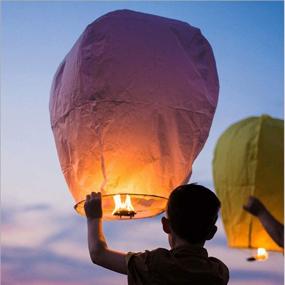img 1 attached to 🎈 10-Pack Multicolor Sky Lanterns, 100% Biodegradable & Eco-Friendly Chinese Lanterns for Weddings, Birthdays, Memorials - Release Lanterns in the Sky