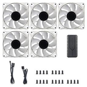 img 1 attached to Darkflash INF8 120Mm ARGB PWM Case Fans With Controller For Pc Case Computer Cooling System 3Pin-5V Addressable RGB Motherboard SYNC Cooling Fan (5Packs White)