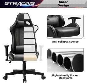 img 3 attached to 🎮 GTRACING Gaming Chair - Racing Office Computer Chair for Ergonomic Video Gaming, with Adjustable Backrest and Seat Height, Swivel Recliner, Headrest, and Lumbar Pillow - Esports Chair in Black