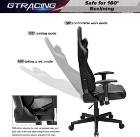 img 2 attached to 🎮 GTRACING Gaming Chair - Racing Office Computer Chair for Ergonomic Video Gaming, with Adjustable Backrest and Seat Height, Swivel Recliner, Headrest, and Lumbar Pillow - Esports Chair in Black