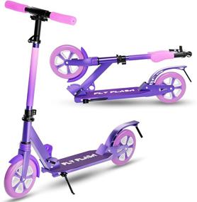 img 4 attached to 🛴 FlyFlash Scooter for Kids Ages 6-12 and up, Adult Scooter with Big Wheels – Folding Sport Scooter for Kids, Teens, and Adults, 330 Lbs Weight Capacity