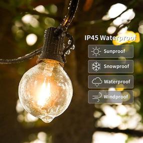 img 1 attached to 🌟 UL Approved, Dimmable 100ft Outdoor String Lights with 62 G40 LED Clear Bulbs - Waterproof Globe String Lights for Backyard, Porch, Cafe, Party, Wedding & Garden