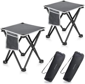 img 4 attached to 🏕️ 2-Pack Camping Stool by TRIPLE TREE - Portable Folding Stool for Outdoor Activities like Walking, Hiking, and Fishing - 13.8 Inch with 400 LBS Weight Capacity - Includes Carry Bag