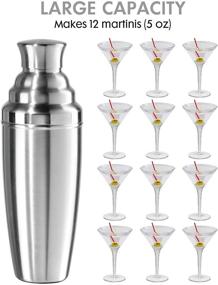 img 3 attached to OGGI Jumbo Cocktail Shaker 60 oz - Stainless Steel Construction, 🍸 Built-in Strainer - Perfect Large Cocktail Shaker for Parties, Mixes 12 Martinis