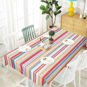 img 1 attached to 🌈 Waterproof Multicolor Rectangle Tablecloth - Vibrant and Colorful