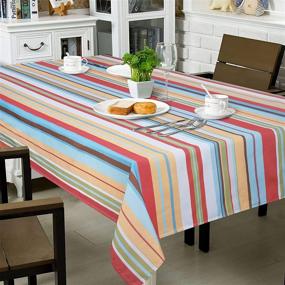 img 3 attached to 🌈 Waterproof Multicolor Rectangle Tablecloth - Vibrant and Colorful