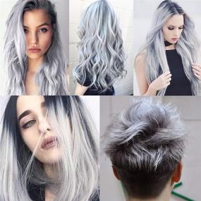 img 2 attached to 🎨 4 in 1 Hair Coloring Wax: Grey, Purple, Blue, Pink - Temporary Hair Clay Pomades for Cosplay, Halloween, Party - 4.23 oz Natural Hair Dye Material - Disposable Hair Styling Clay Ash