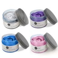 🎨 4 in 1 hair coloring wax: grey, purple, blue, pink - temporary hair clay pomades for cosplay, halloween, party - 4.23 oz natural hair dye material - disposable hair styling clay ash logo