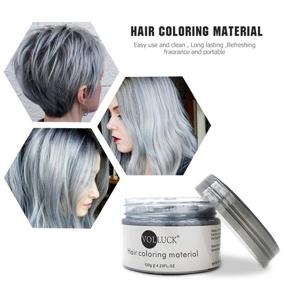 img 3 attached to 🎨 4 in 1 Hair Coloring Wax: Grey, Purple, Blue, Pink - Temporary Hair Clay Pomades for Cosplay, Halloween, Party - 4.23 oz Natural Hair Dye Material - Disposable Hair Styling Clay Ash