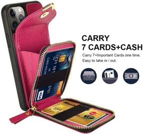 img 1 attached to 👛 ZVE Wallet Case for iPhone 12 Pro Max - Crossbody Shoulder Chain, Card Slot Holder, Protective Cover - Rose Purple