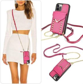 img 2 attached to 👛 ZVE Wallet Case for iPhone 12 Pro Max - Crossbody Shoulder Chain, Card Slot Holder, Protective Cover - Rose Purple