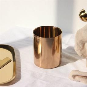 img 2 attached to Rose Gold Stainless Steel Pen Holder Cup For Desk Organizers Multi Use Pencil Pot Flower Mini Vase (Rose Gold)