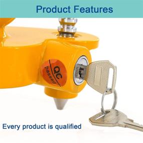 img 2 attached to 🔒 EZANGKE Heavy-Duty Trailer Ball Tow Hitch Coupler Lock | Adjustable Security, Universal Fit for 1-7/8", 2", and 2-5/16" Coupler | Yellow - 1 Pack with 2 Keys