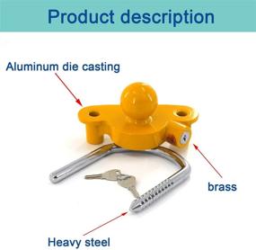 img 3 attached to 🔒 Замок для фиксатора прицепной шаровой сцепки EZANGKE Heavy-Duty | Регулируемая защита, универсально подходит для сцепки 1-7/8", 2" и 2-5/16" | Желтый - 1 штука с 2 ключами.